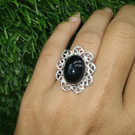 Black Onyx Ring, Dainty 925 Sterling Silver Gemstone Jewelry