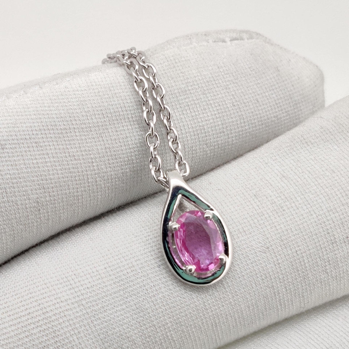 Handmade Pink Sapphire Silver Pendant, Sapphire Necklace, September Birthstone Jewelry