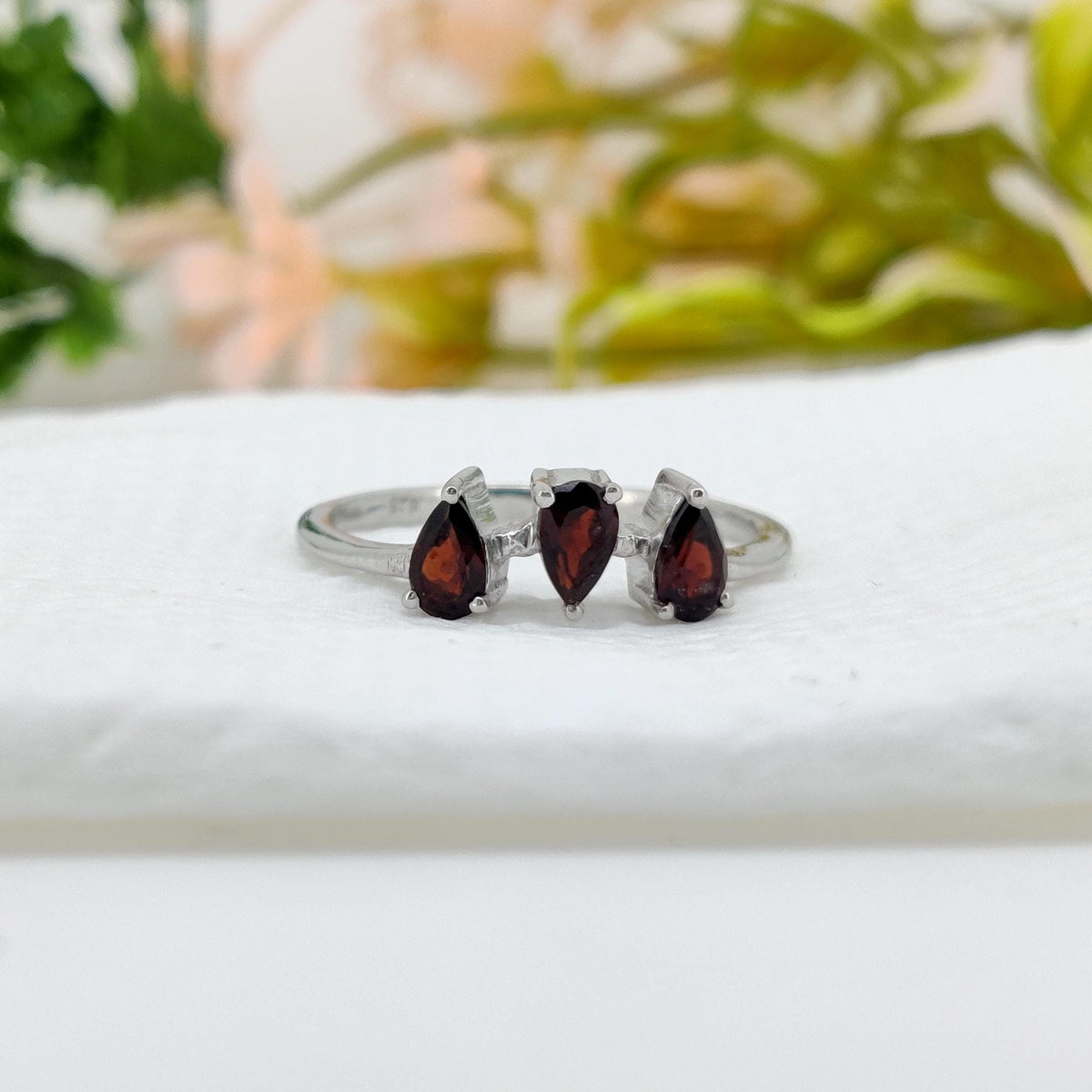 Garnet Ring 925 Silver January Birthstone Stacking Gifts For Her