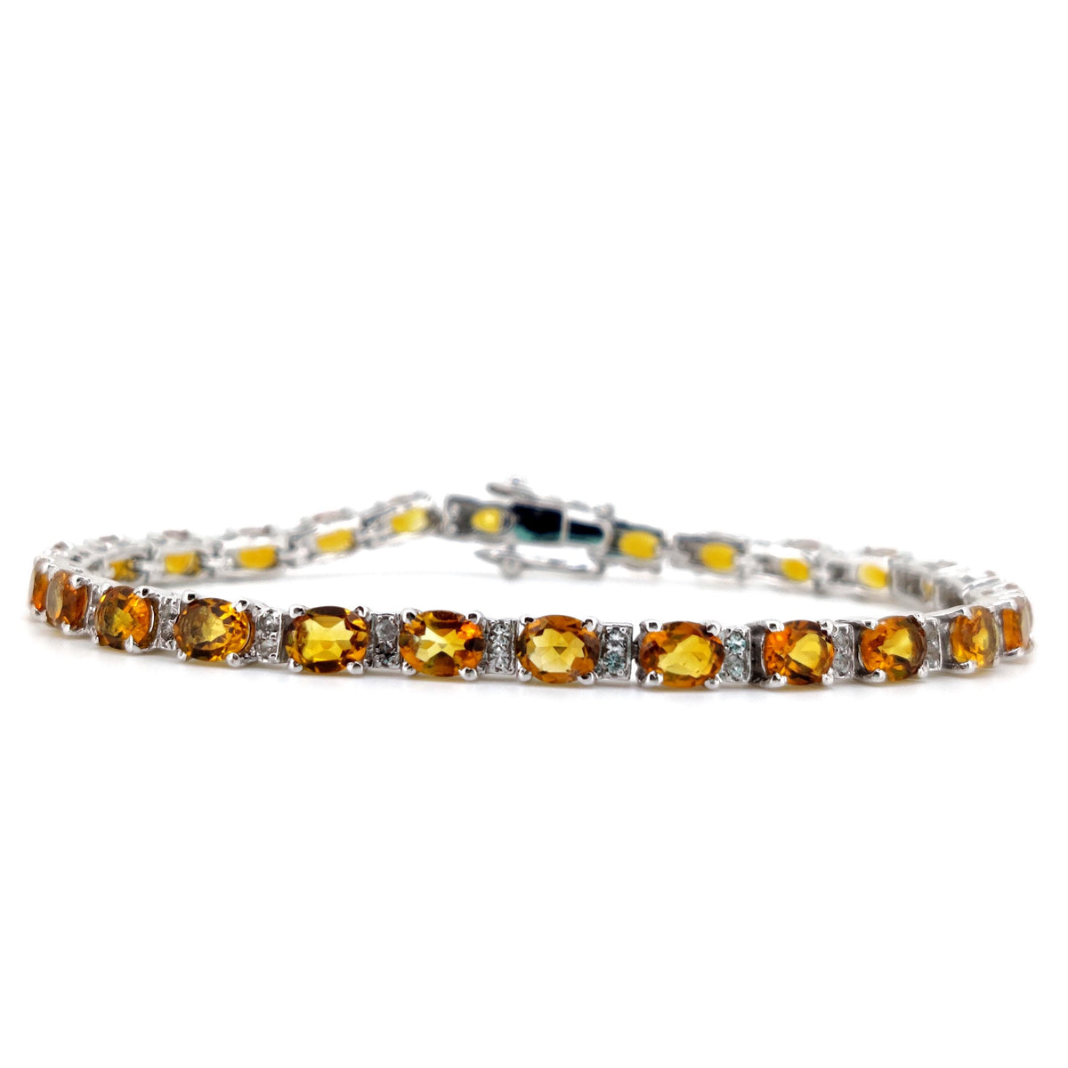 Natural Citrine Oval Cut Tennis Bracelet, 925 Sterling Silver Gemstone Jewelry