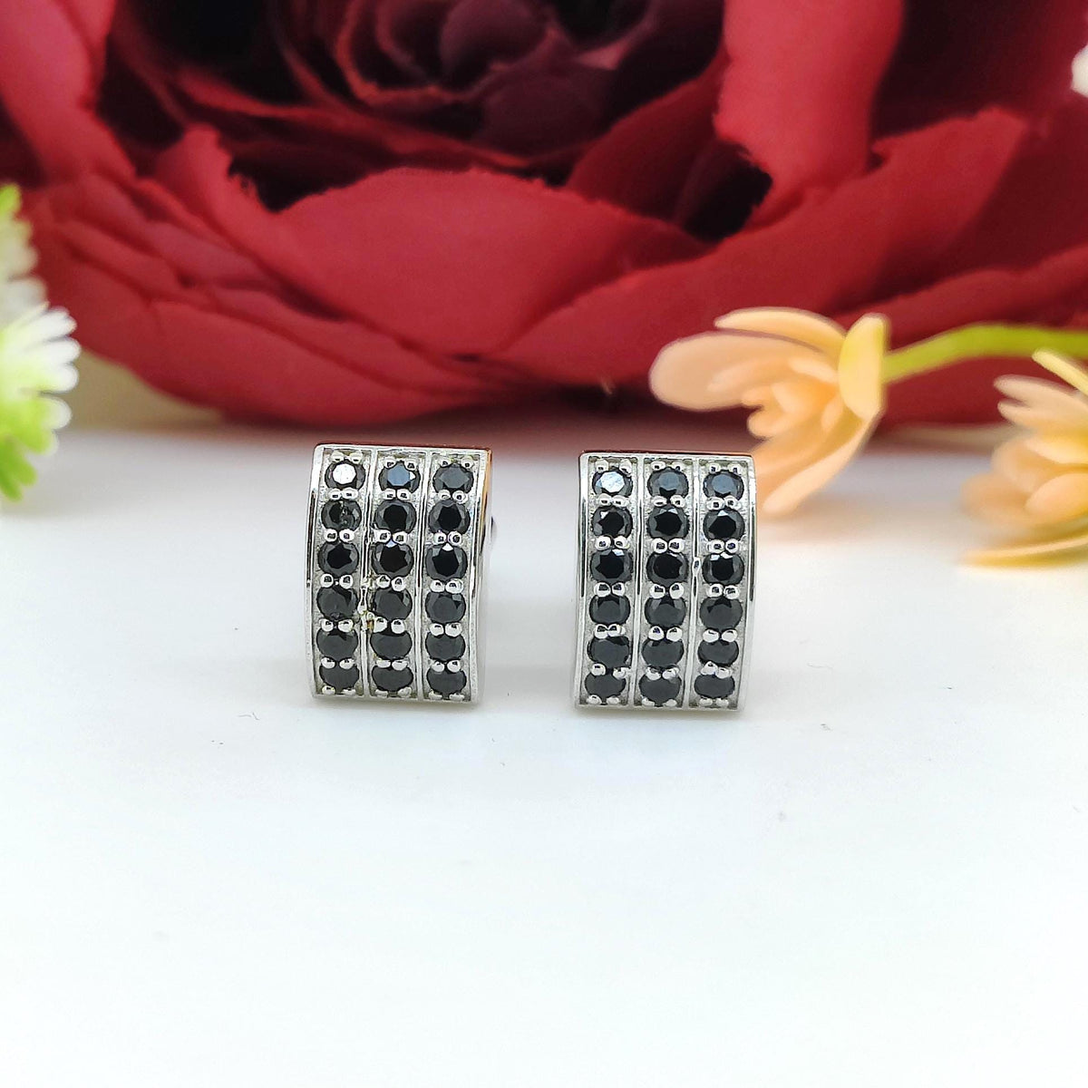 Sterling Silver Black Spinel Cufflinks, Modernist Men's Jewelry, August Birthstone Accessories