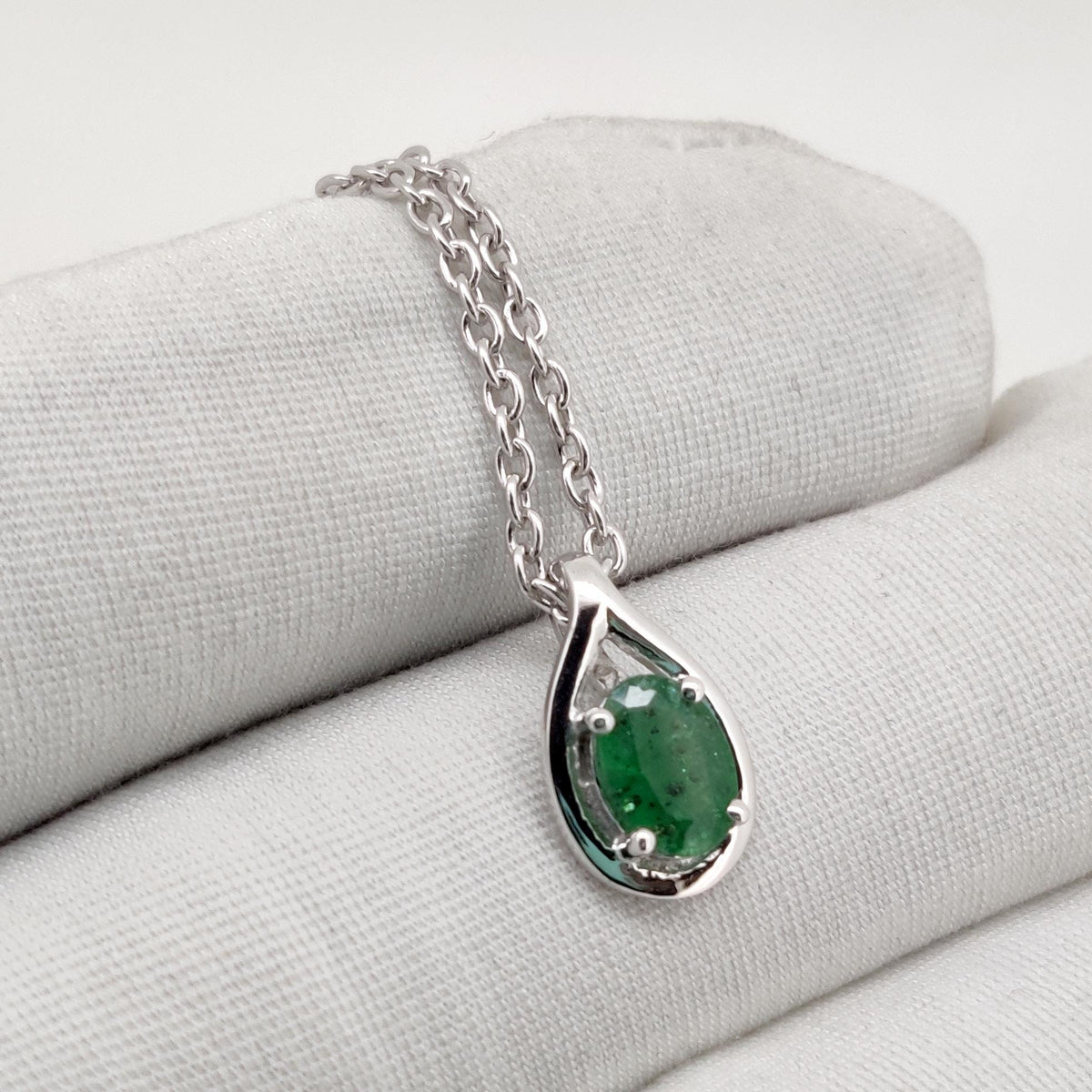 Natural Emerald Pendant, Handmade Sterling Silver Emerald Necklace, May Birthstone Jewelry