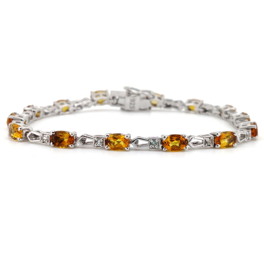 Natural Citrine Oval Cut Tennis Bracelet, 925 Sterling Silver, November Birthstone