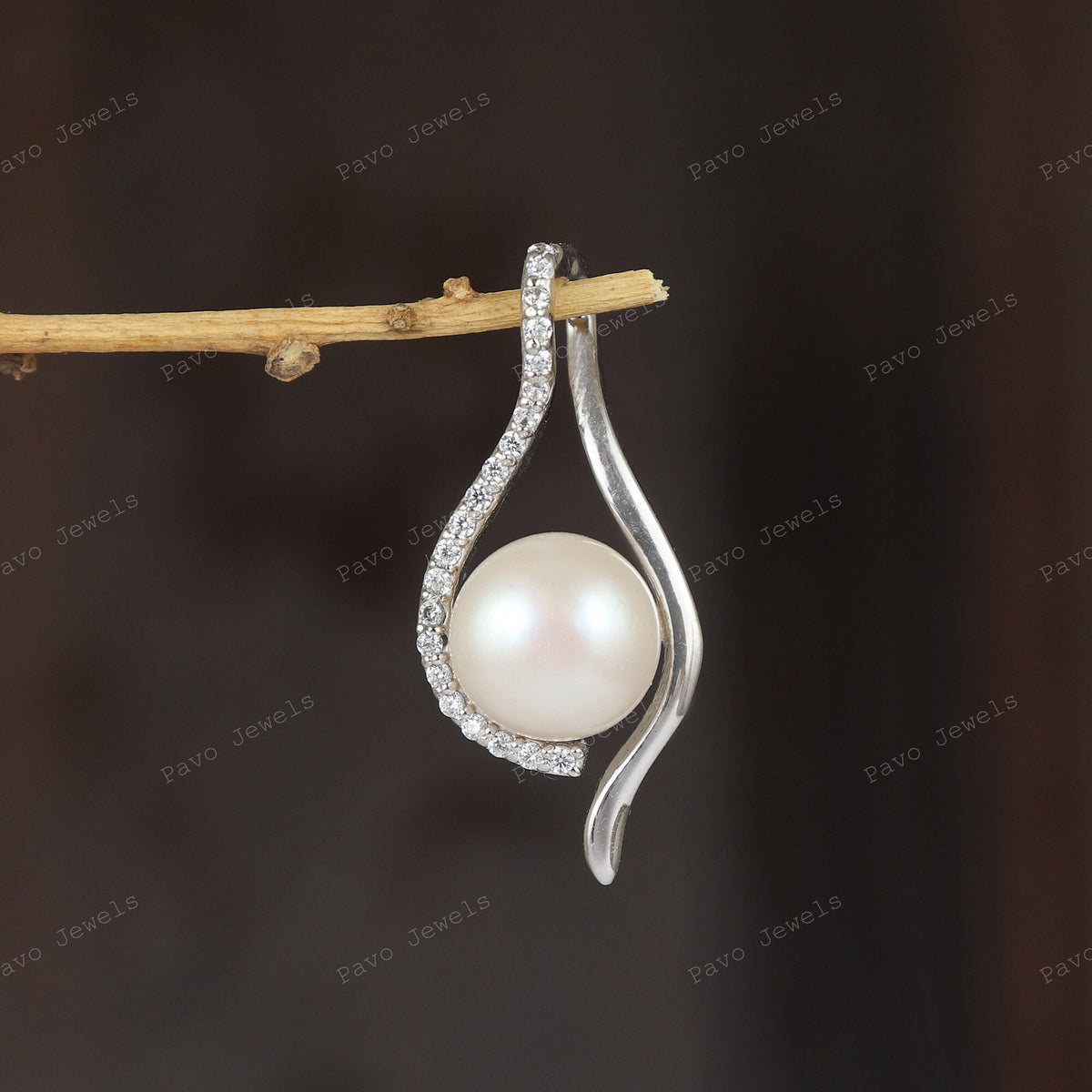 Natural Pearl Pendant-925 Sterling Silver Jewelry-Cubic Zircon Pendant-Designer Silver Jewelry-June Birthstone-Anniversary Gift for Women's