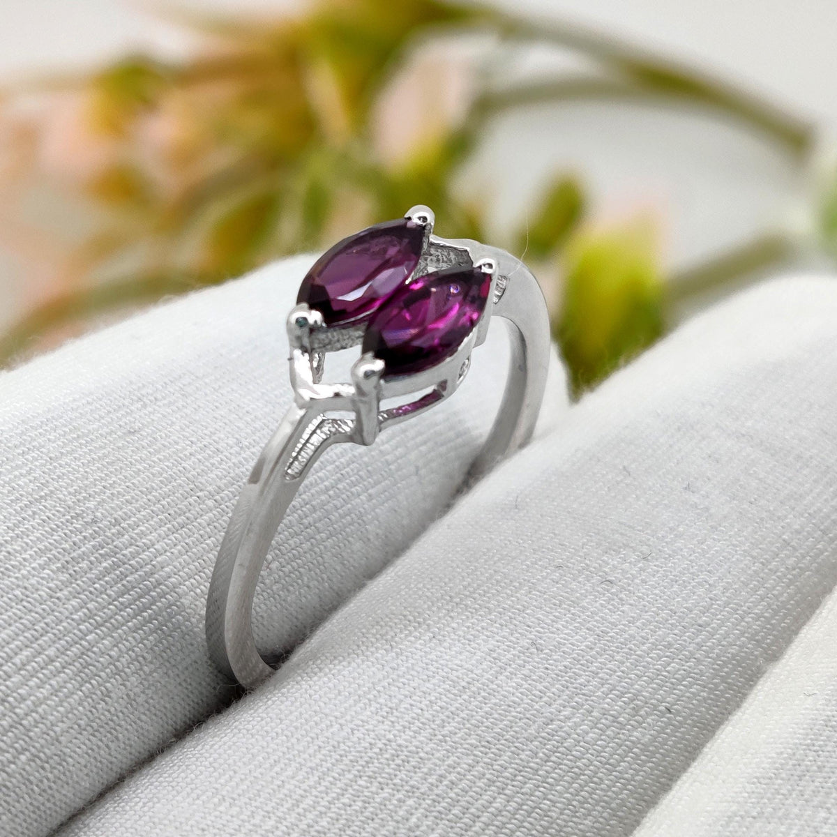 Natural Rhodolite Ring: Silver Handmade Artisan ring, Gifts For Her