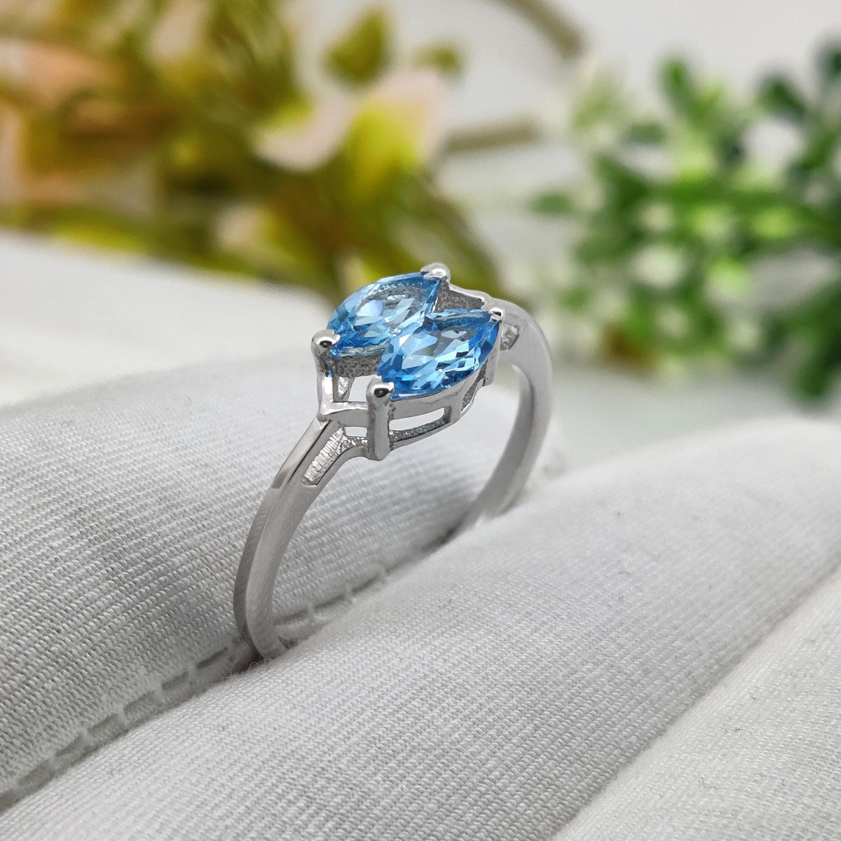 Natural Blue Topaz Ring: Sterling Silver Gemstone Ring, December Birthstone Gift