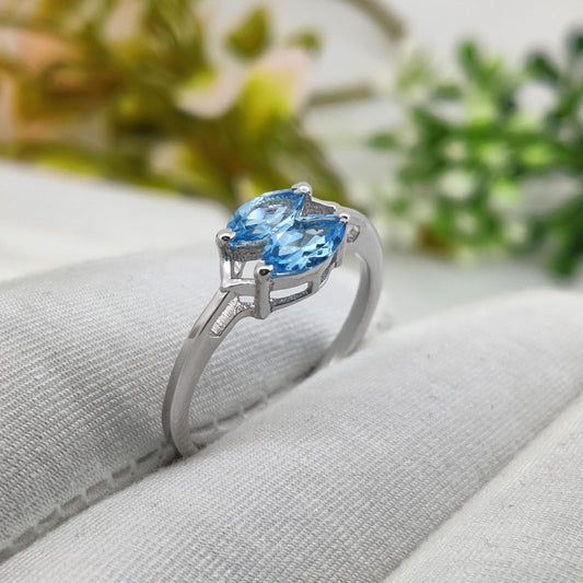 Natural Blue Topaz Ring: Sterling Silver Gemstone Ring, December Birthstone Gift