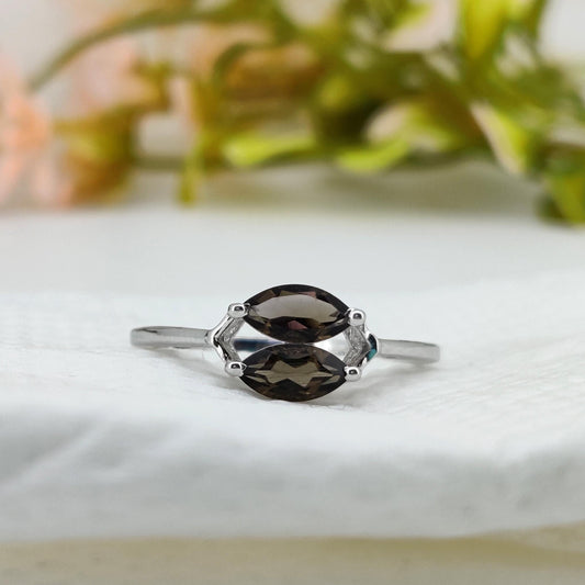 Natural Smoky Quartz Ring: Sterling Silver Statement Ring, Gift For Her