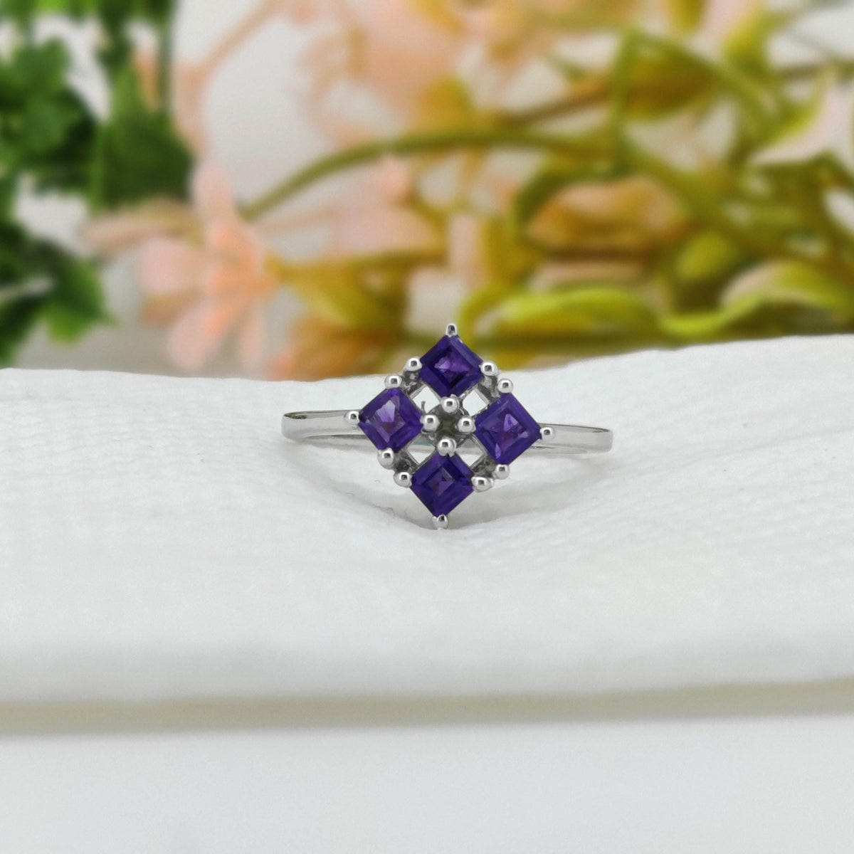Natural Amethyst Sterling Silver Ring, February Birthstone, gift for her