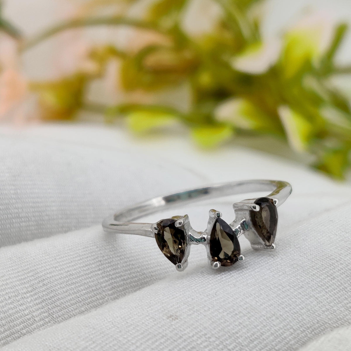 Smoky Quartz Ring: 925 Sterling Silver Statement Ring for Women
