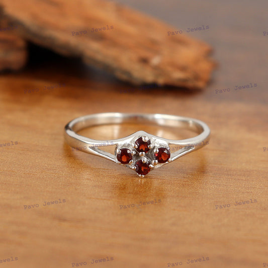 Natural Garnet Sterling Silver Ring, January Birthstone gifts for her