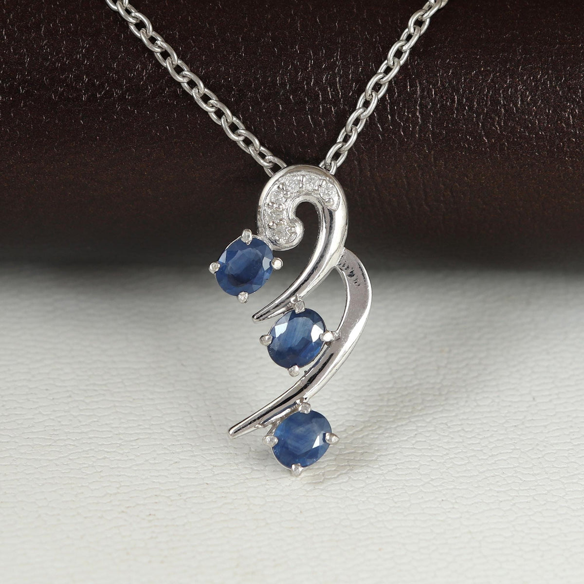 Blue Sapphire Sterling Silver Pendant Necklace: September Birthstone