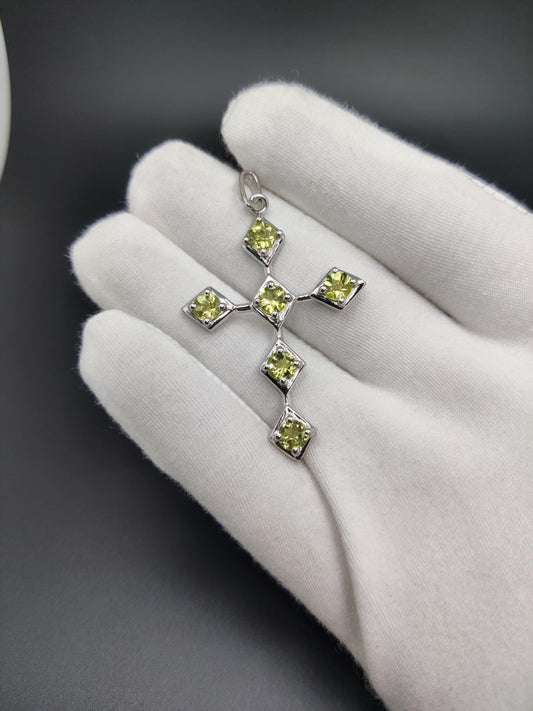 Lemon Topaz Sterling Silver Cross Pendant Necklace - November Birthstone