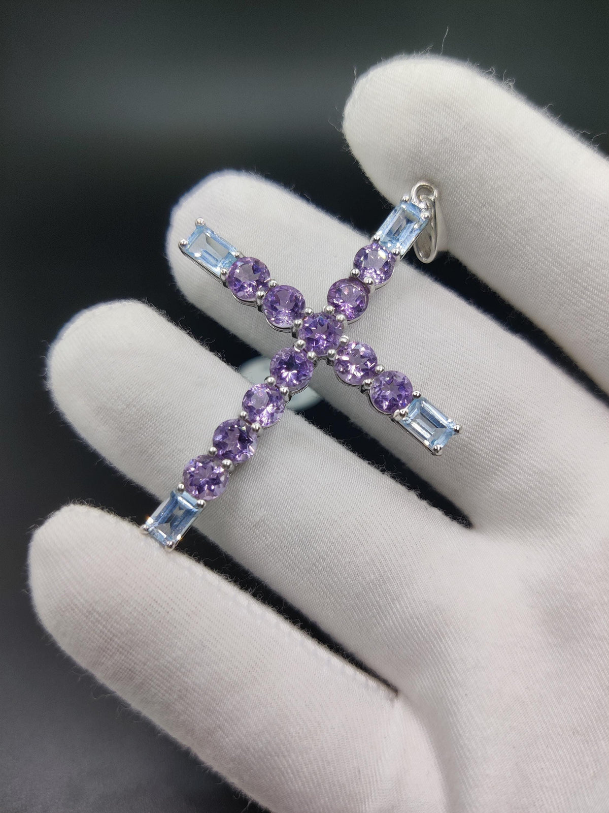 Amethyst Cross Necklace: Sterling Silver Pendant, Handmade Gemstone Jewelry