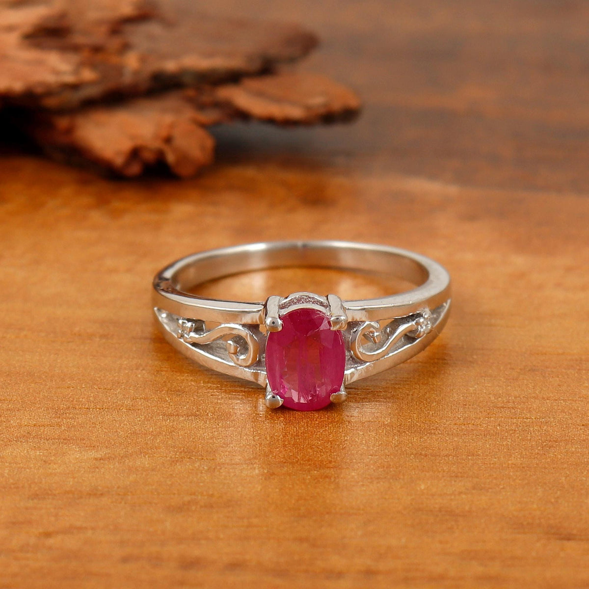Handmade Ruby Gemstone Ring Sterling Silver July Birthstone