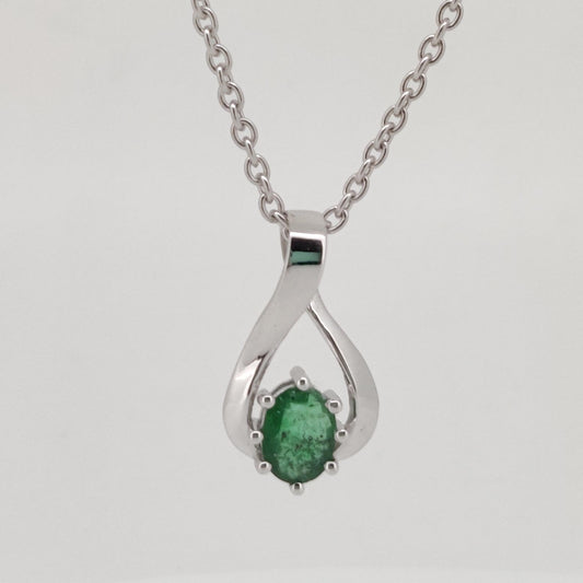 Emerald Oval Cut Pendant, Sterling Silver May Birthstone Jewelry, Wedding Gift For Her