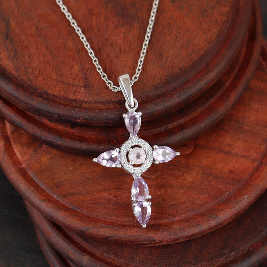 Amethyst Cross Pendant: Sterling Silver Holy Cross Christmas Jewelry