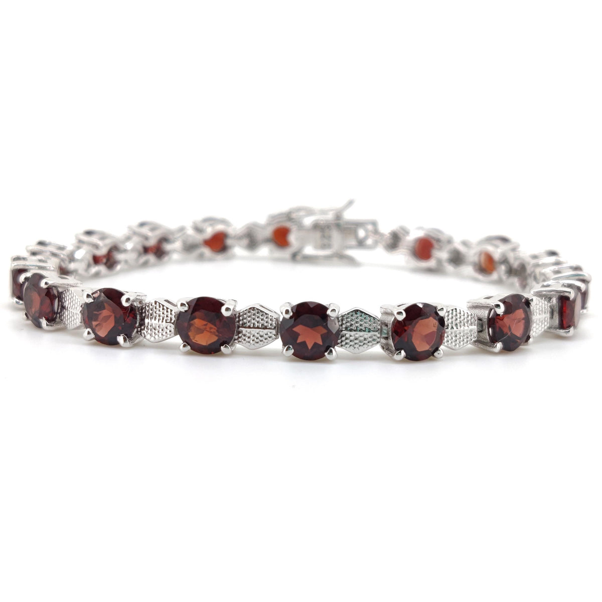Natural Garnet Tennis Bracelet, Sterling Silver, January Birthstone, Handmade Gemstone Jewelry, Wedding Gift