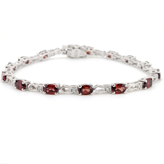 Garnet Tennis Bracelet, Sterling Silver ,Garnet Jewelry, January Birthstone, Gift For Women
