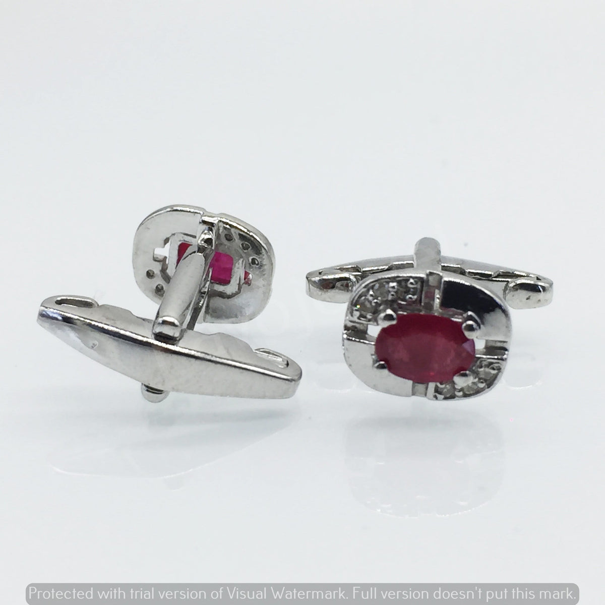 Oval Ruby Cufflinks, 925 Sterling Silver Mens Jewelry