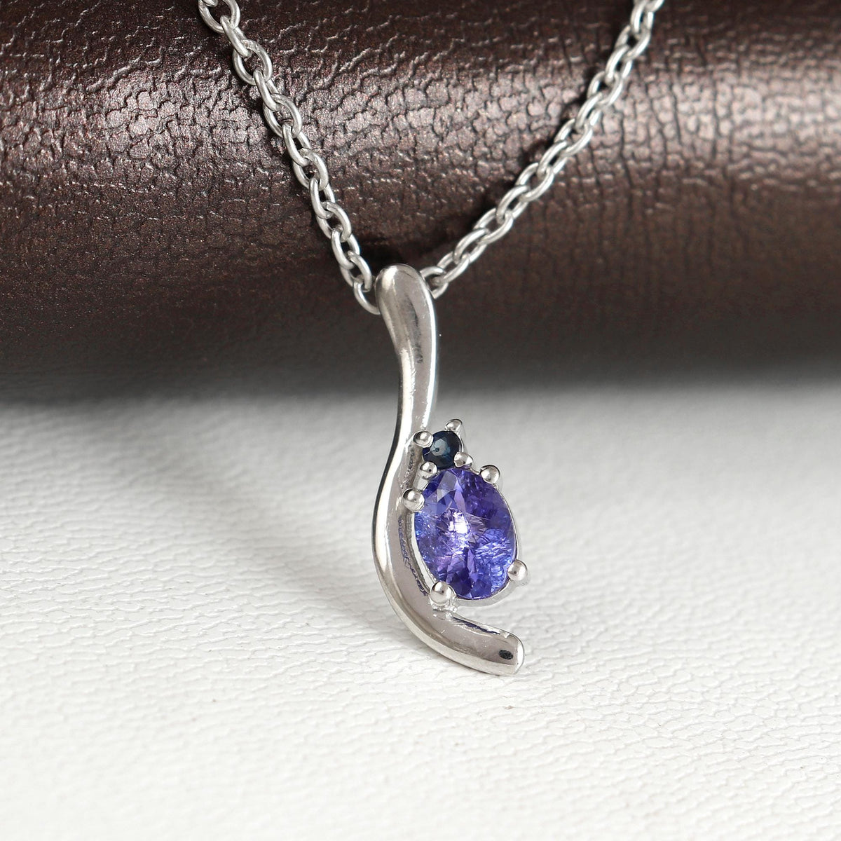 Natural Tanzanite Oval Pendant Necklace, 925 Sterling Silver, December Birthstone Jewelry