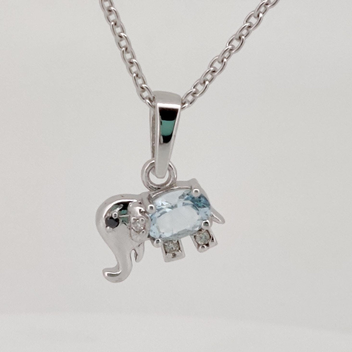 Aquamarine Elephant Pendant, Handmade Sterling Silver, Aquamarine Jewelry, March Birthstone, Anniversary Gift
