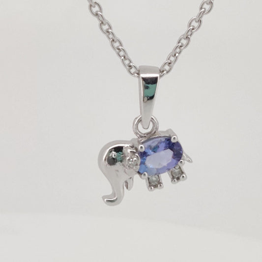 Natural Tanzanite Elephant Pendant 925 Sterling Silver, December Birthstone Jewelry