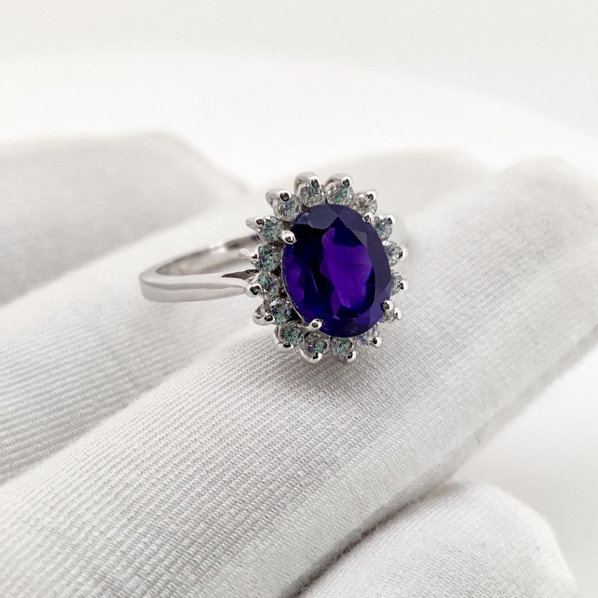 Amethyst Ring: Handmade Sterling Silver, Solitaire Purple Gemstone