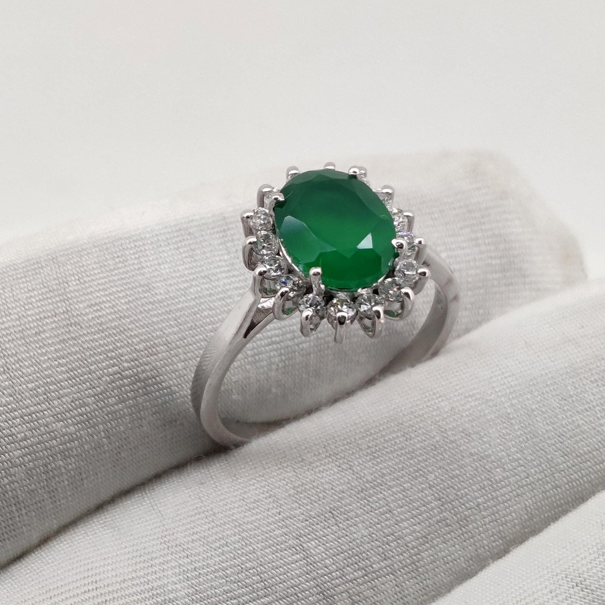 Handmade Green Onyx Silver Ring, Statement Ring Gift for Her