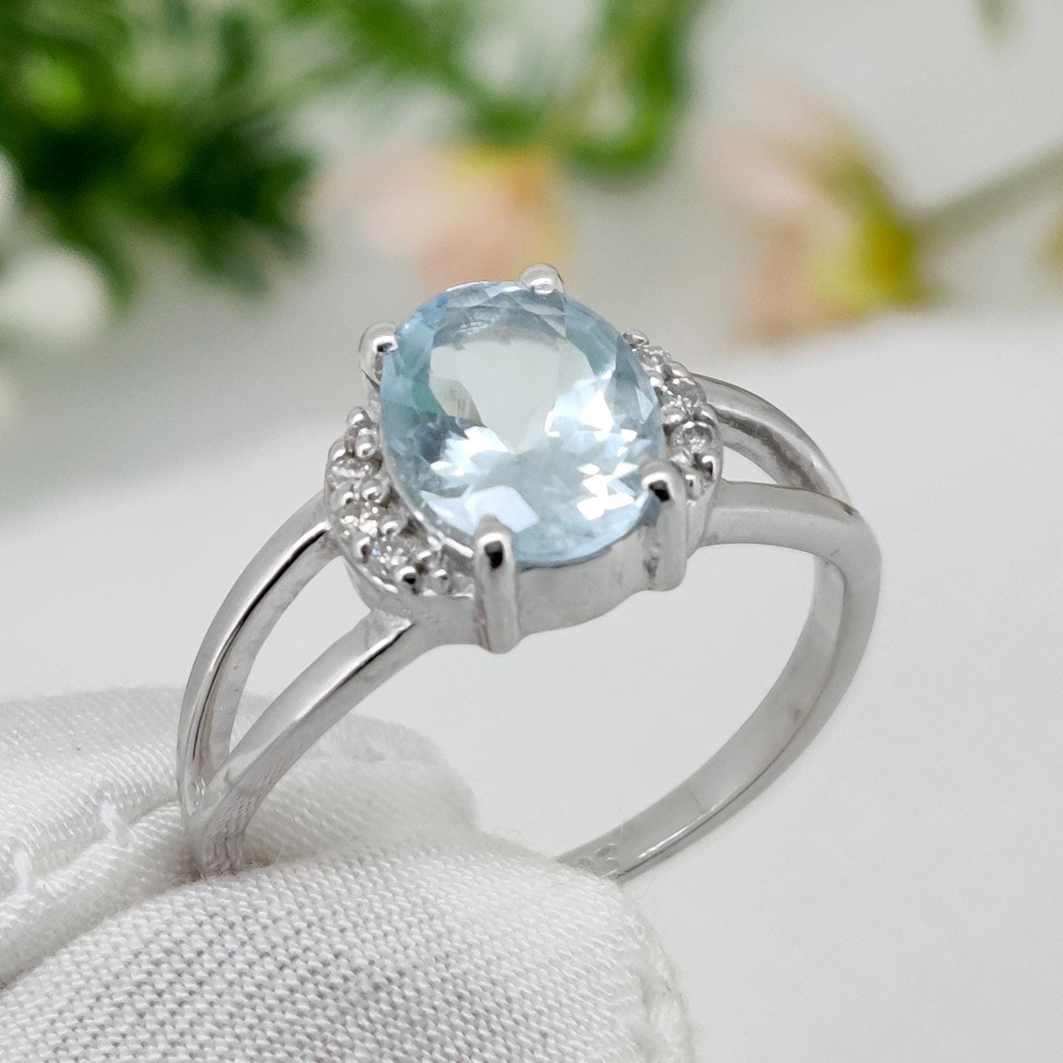 925 Sterling Silver Aquamarine Ring March Birthstone Blue Gemstone Stacking Band, Aquamarine Jewelry