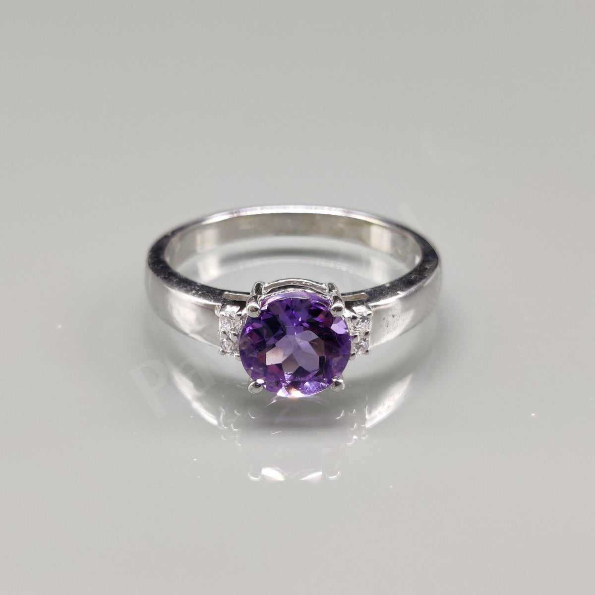 Amethyst Ring Sterling Silver Minimalist Gemstone Jewelry