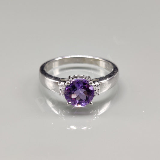 Amethyst Ring Sterling Silver Minimalist Gemstone Jewelry