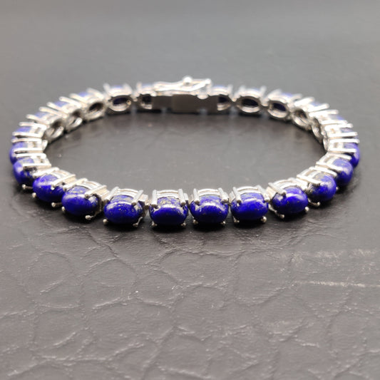 Lapis Lazuli Sterling Silver Bracelet – Natural Gemstone Women's Jewelry