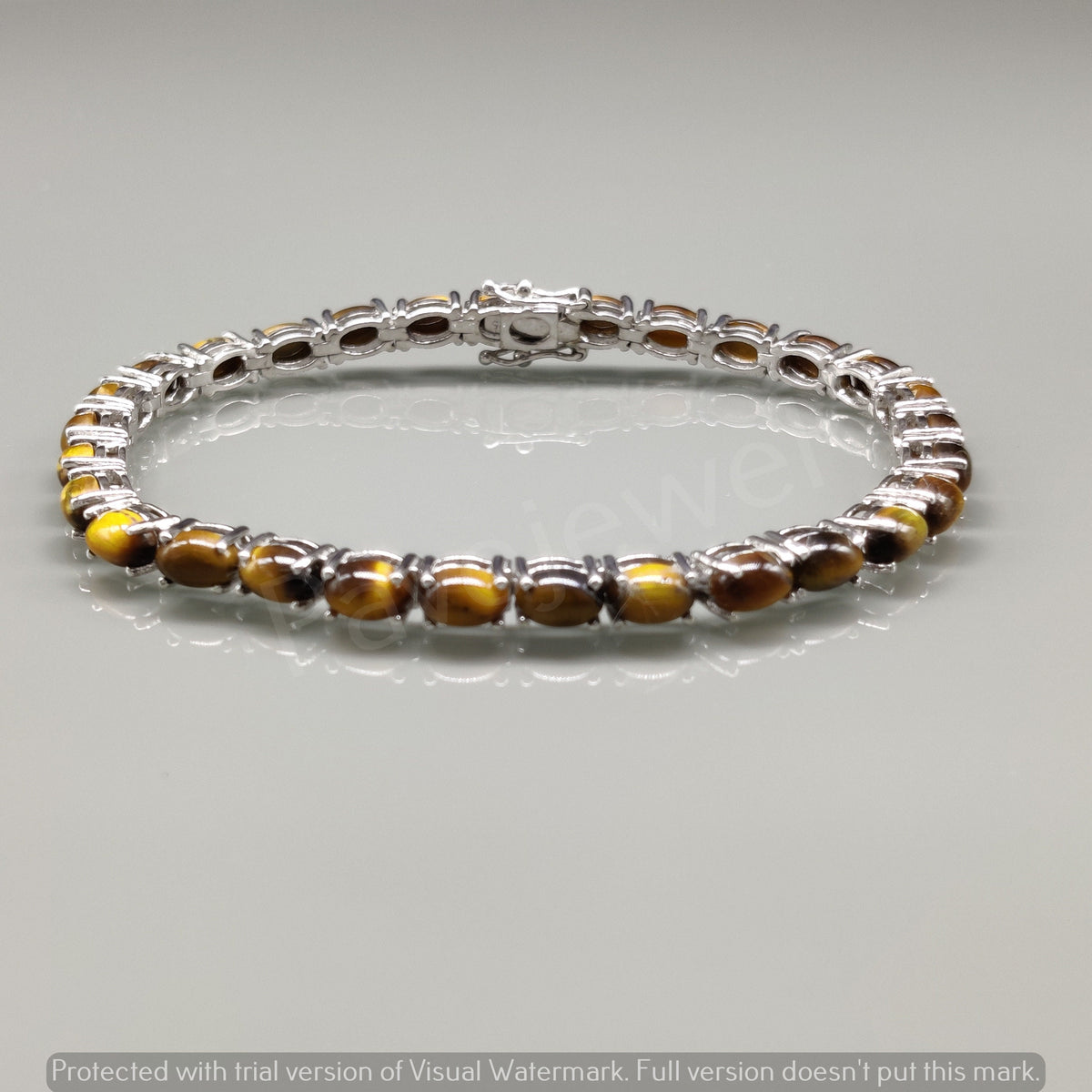 Tiger Eye Tennis Bracelet, Sterling Silver Handmade Jewelry, Christmas Gift for Her