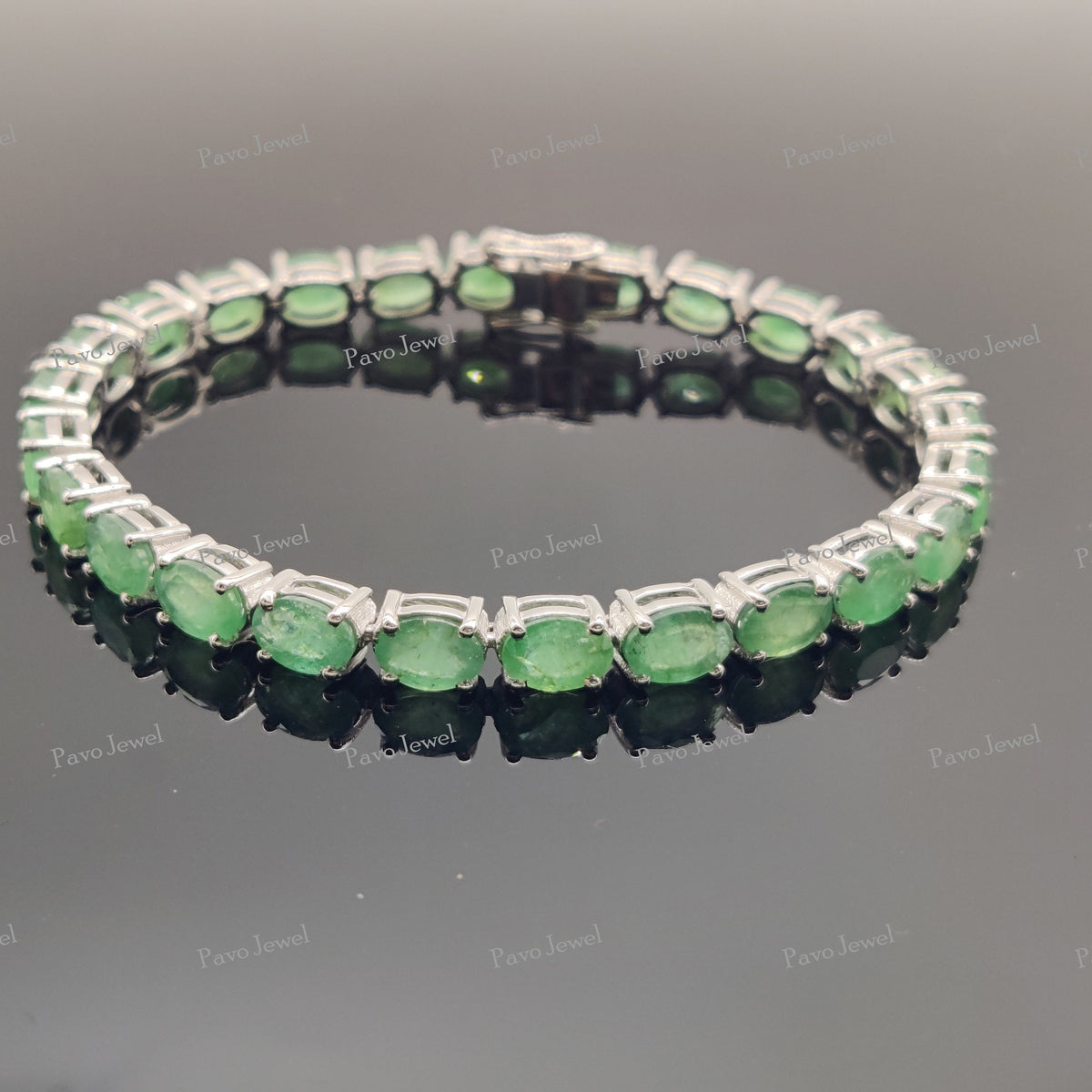 Emerald Tennis Bracelet, 925 Sterling Silver Stacking Jewelry, Christmas Gifts