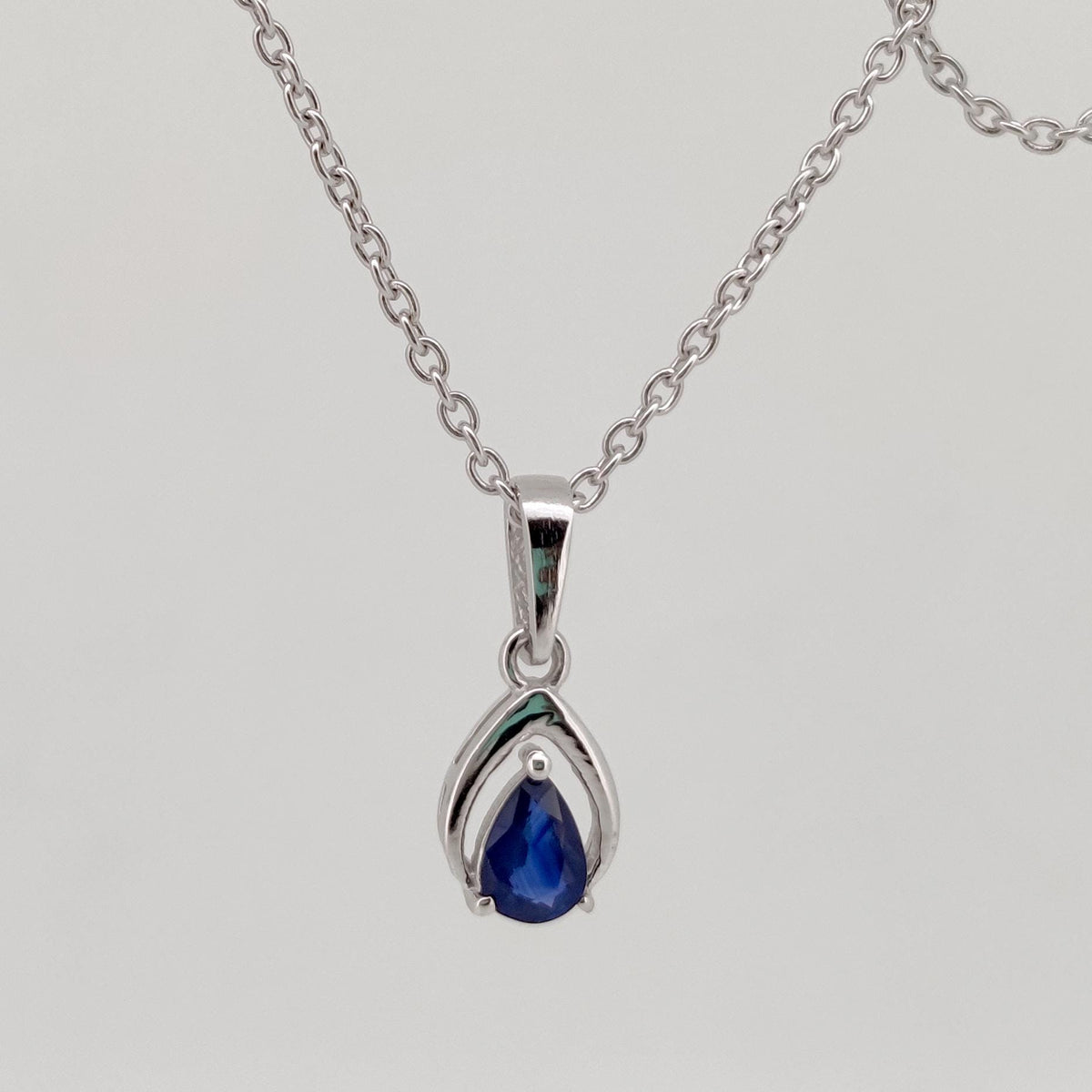 Natural Sapphire Pendant, Sterling Silver Necklace, Blue Sapphire Jewelry, September Birthstone, Anniversary Gift