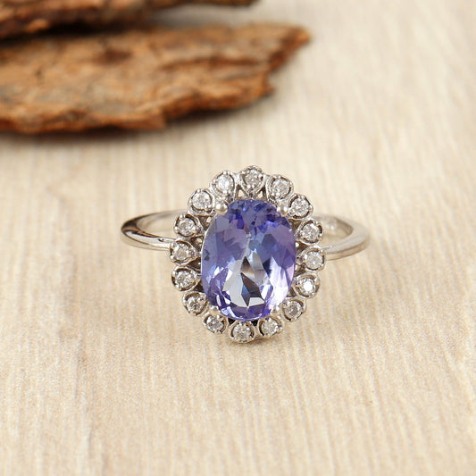 Natural Tanzanite Ring: Sterling Silver December Birthstone, Handmade