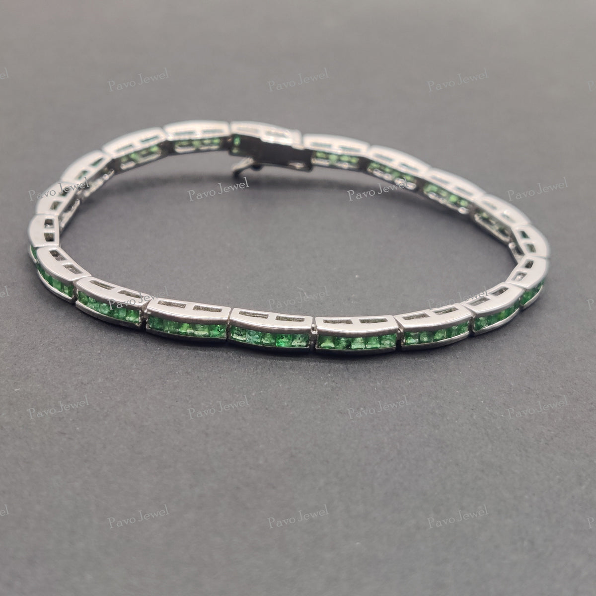 Emerald Tennis Bracelet: 925 Sterling Silver, Green Gemstone