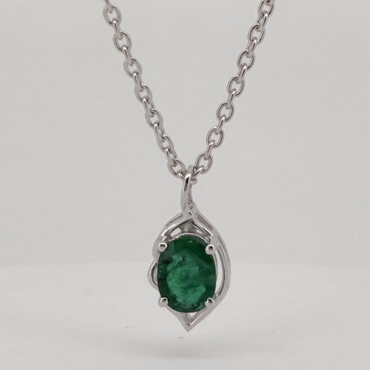 Handmade Emerald Pendant, Sterling Silver Green Emerald Jewelry, May Birthstone, Women's Gifts For Her