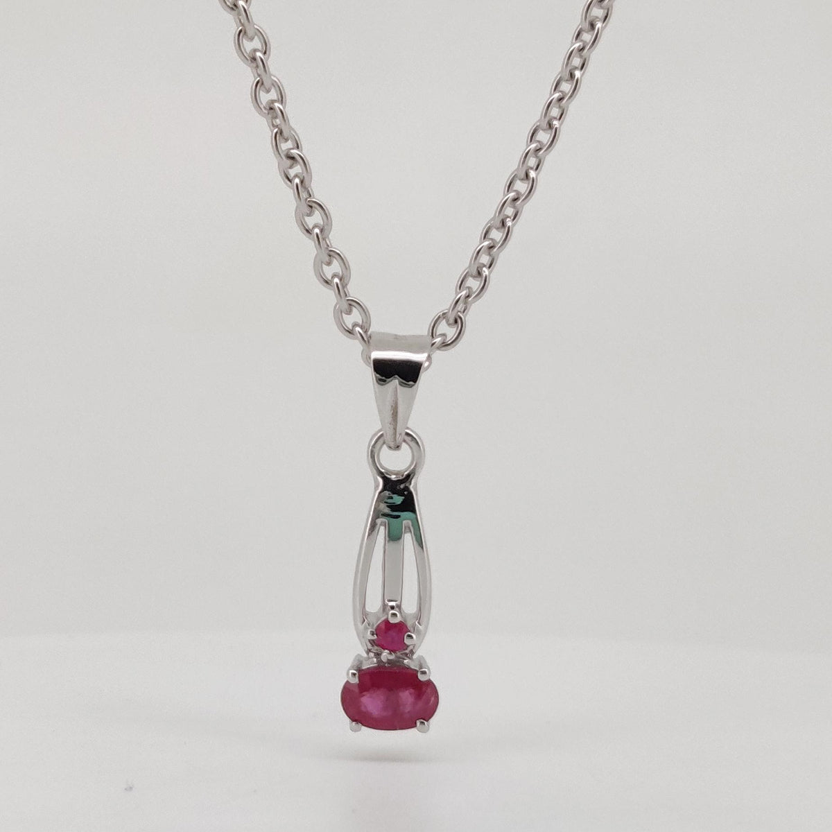 Natural Ruby Pendant, Sterling Silver Necklace, Ruby Jewelry, July Birthstone, Anniversary Gift
