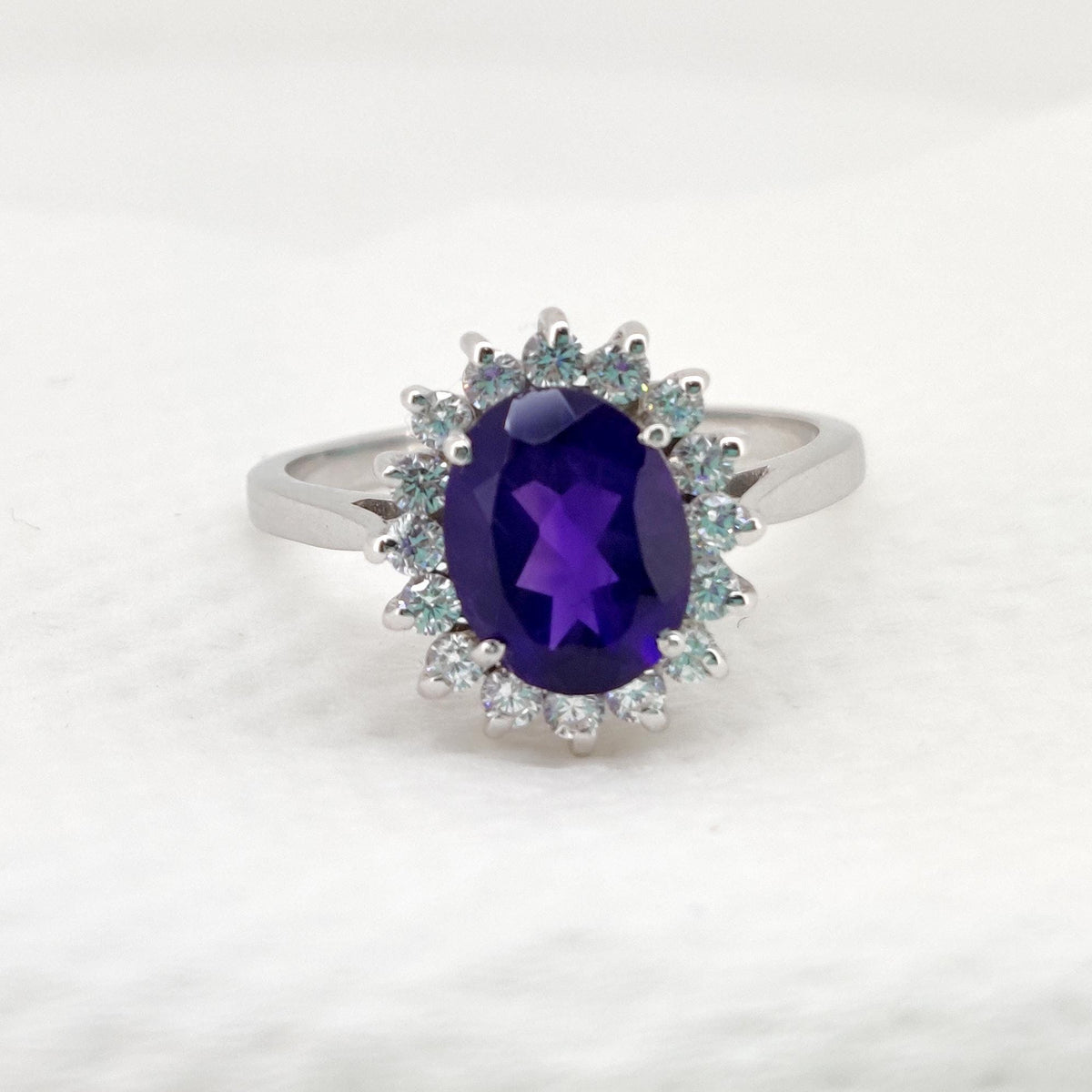 Amethyst Ring: Handmade Sterling Silver, Solitaire Purple Gemstone