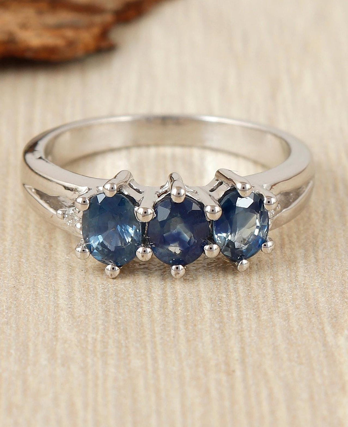 Blue Sapphire Sterling Silver Ring: Handcrafted 925 Promise Ring