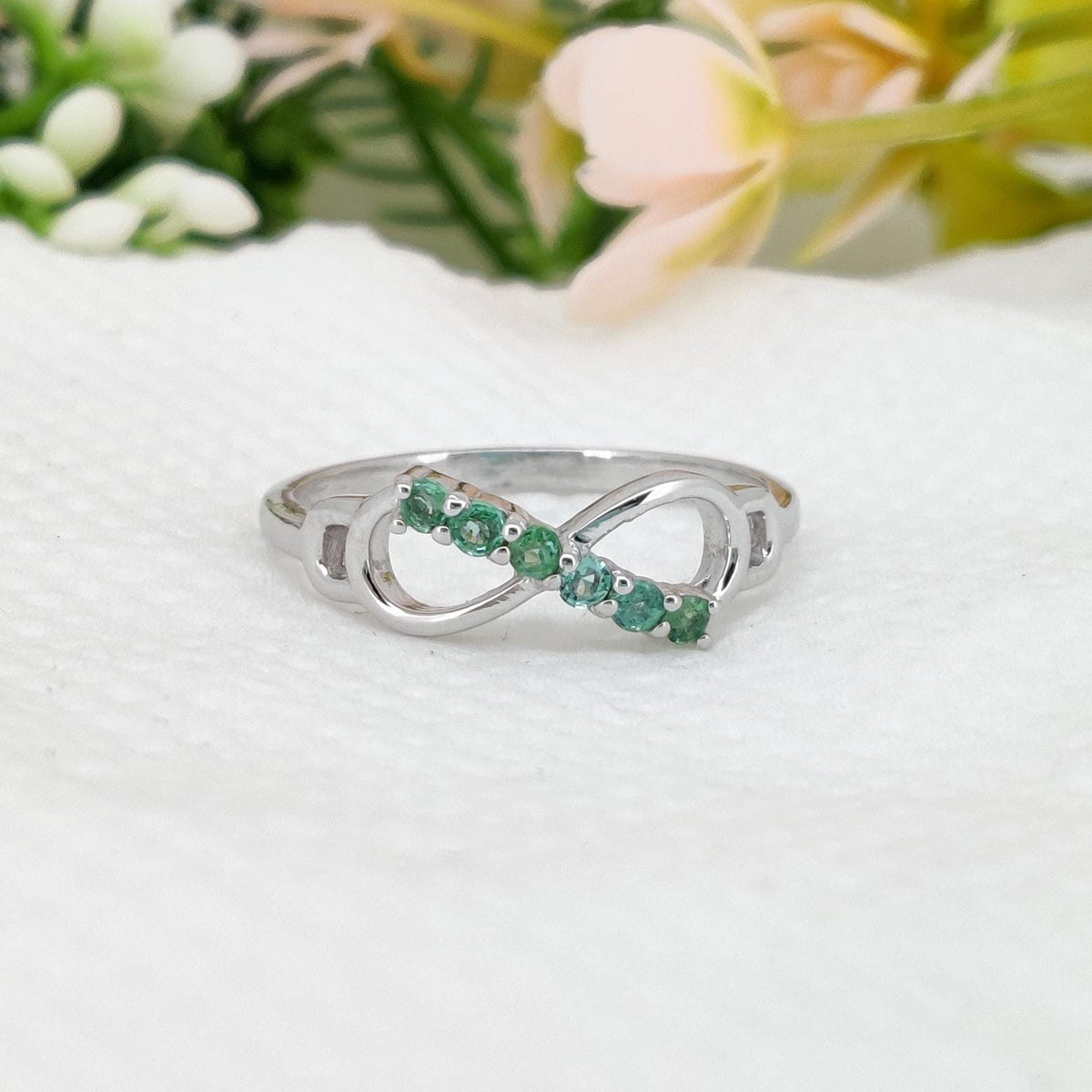 Natural Emerald Sterling Silver Ring, Handmade Gemstone Ring, Anniversary Gifts