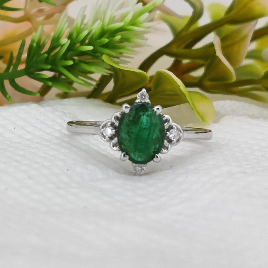 Natural Emerald Ring Handmade 925 Sterling Silver, May Birthstone Gift