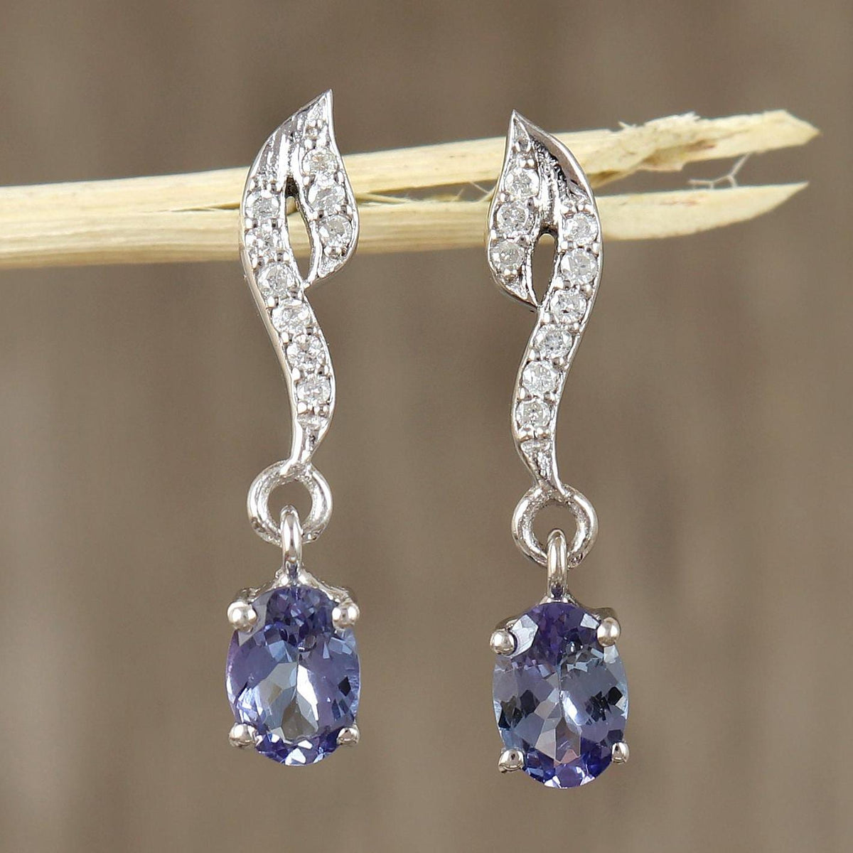 Tanzanite 925 Sterling Silver Studs: Handmade Dainty Earrings