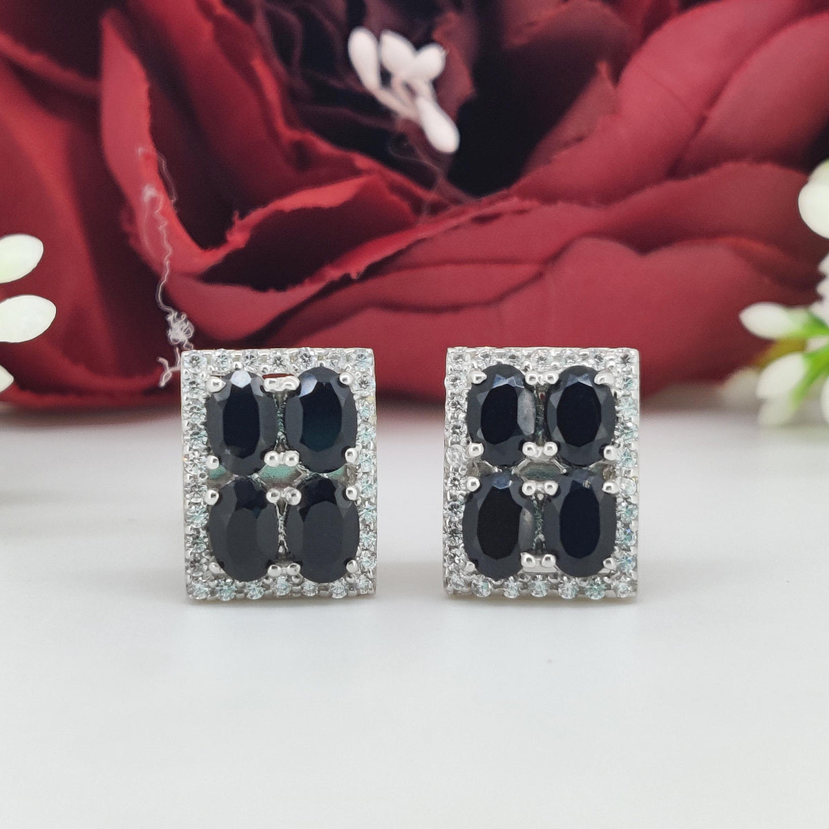 Black Onyx Sterling Silver Oval Cufflinks, Minimalist Gemstone Jewelry