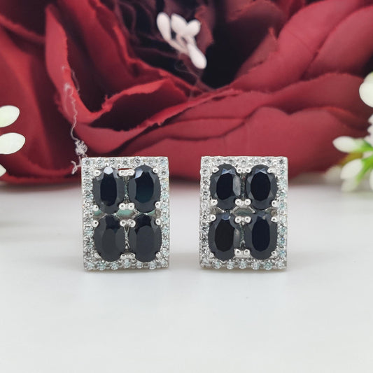 Black Onyx Sterling Silver Oval Cufflinks, Minimalist Gemstone Jewelry