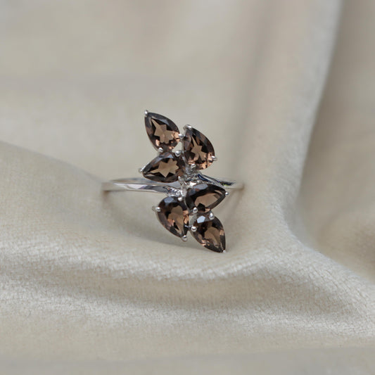 Smoky Quartz Ring Sterling Silver November Birthstone Gift for Her