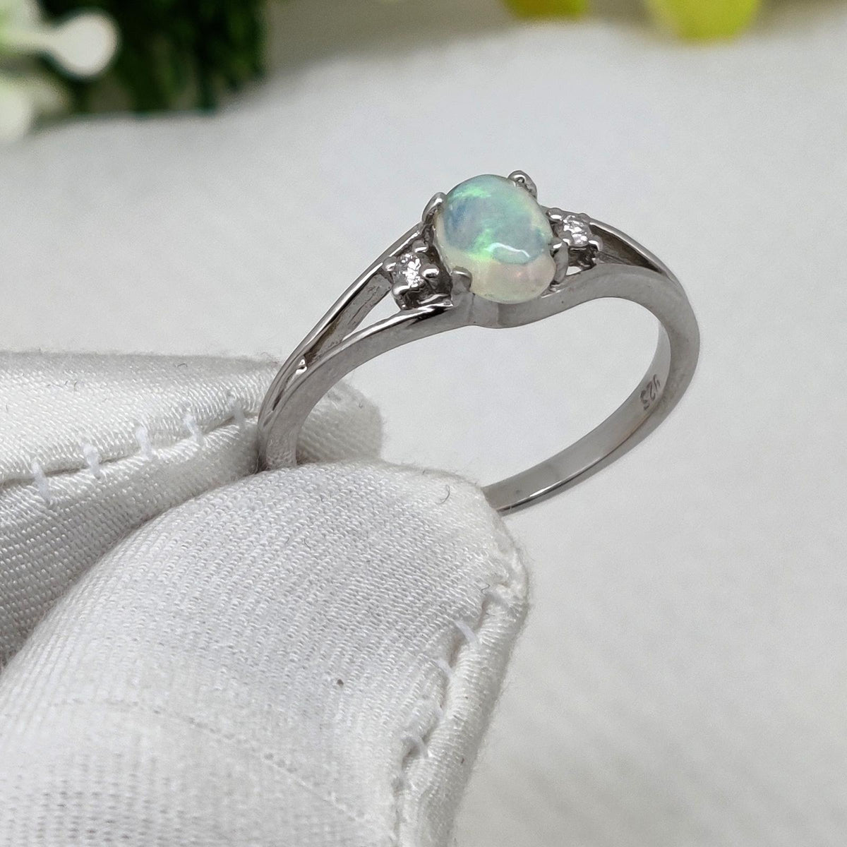 Natural Ethiopian Opal Silver Ring, Handmade Gemstone Birthstone Rings