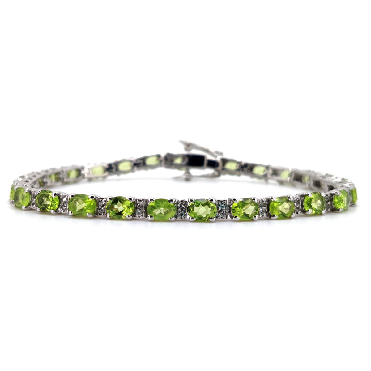 Natural Peridot Tennis Bracelet, Sterling Silver, August Birthstone, Wedding Jewelry